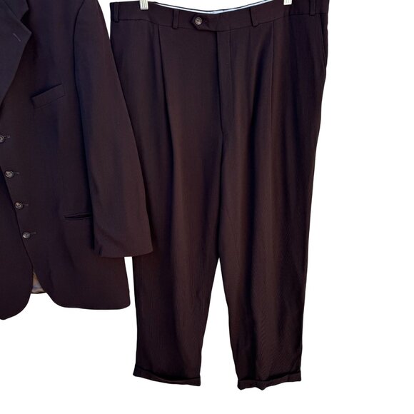 Roger Stuart Clothes Vintage Mens Wool Brown Blazer Cuffed Trousers Suit Set 46L - Picture 15 of 15
